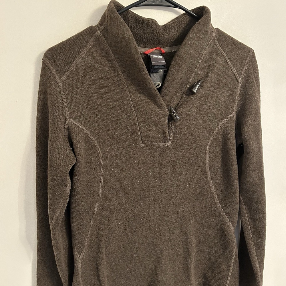 The North Face Women's Brown Sweater Shawl Collar Fleece Toggle Buttons‎ Small